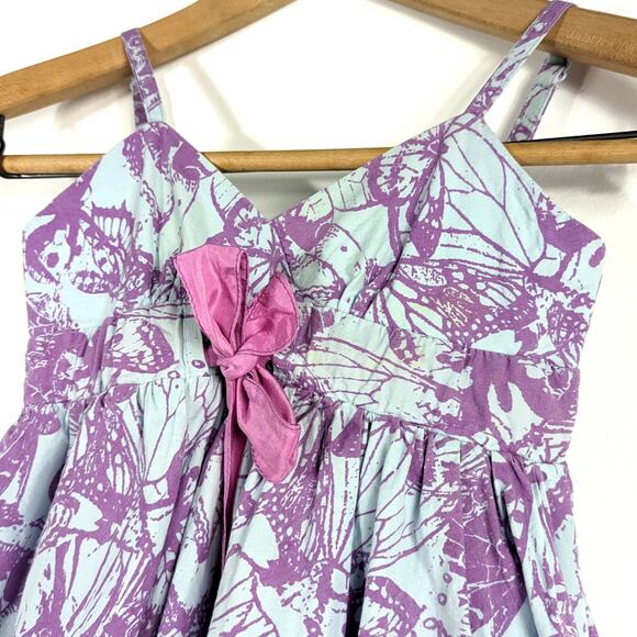 Garnet Hill Dress Girls Size 6 Purple Butterfly Sundress Strappy - Picture 2 of 8